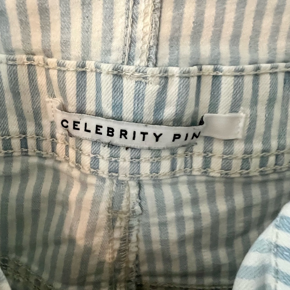 Striped Overalls with Button Front - Picture 3 of 5